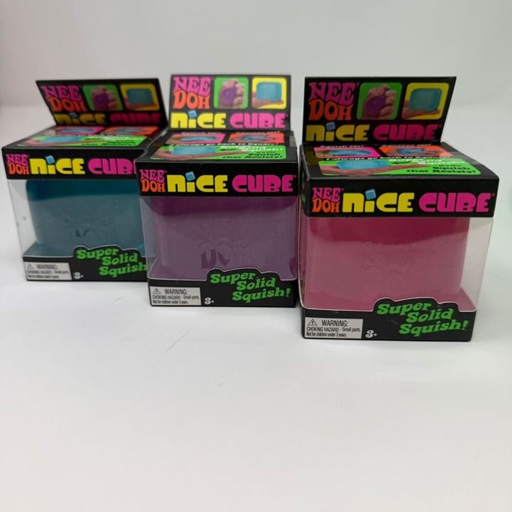 NeeDoh Nice Cube Set Blue, Pink & Purple NEW SEALED